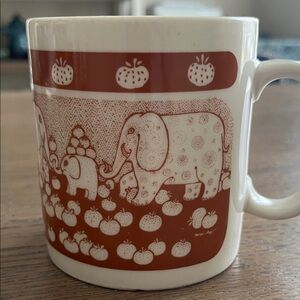 Vintage 1976 Taylor & Ng Happy Elephant and Pumpkin Mug